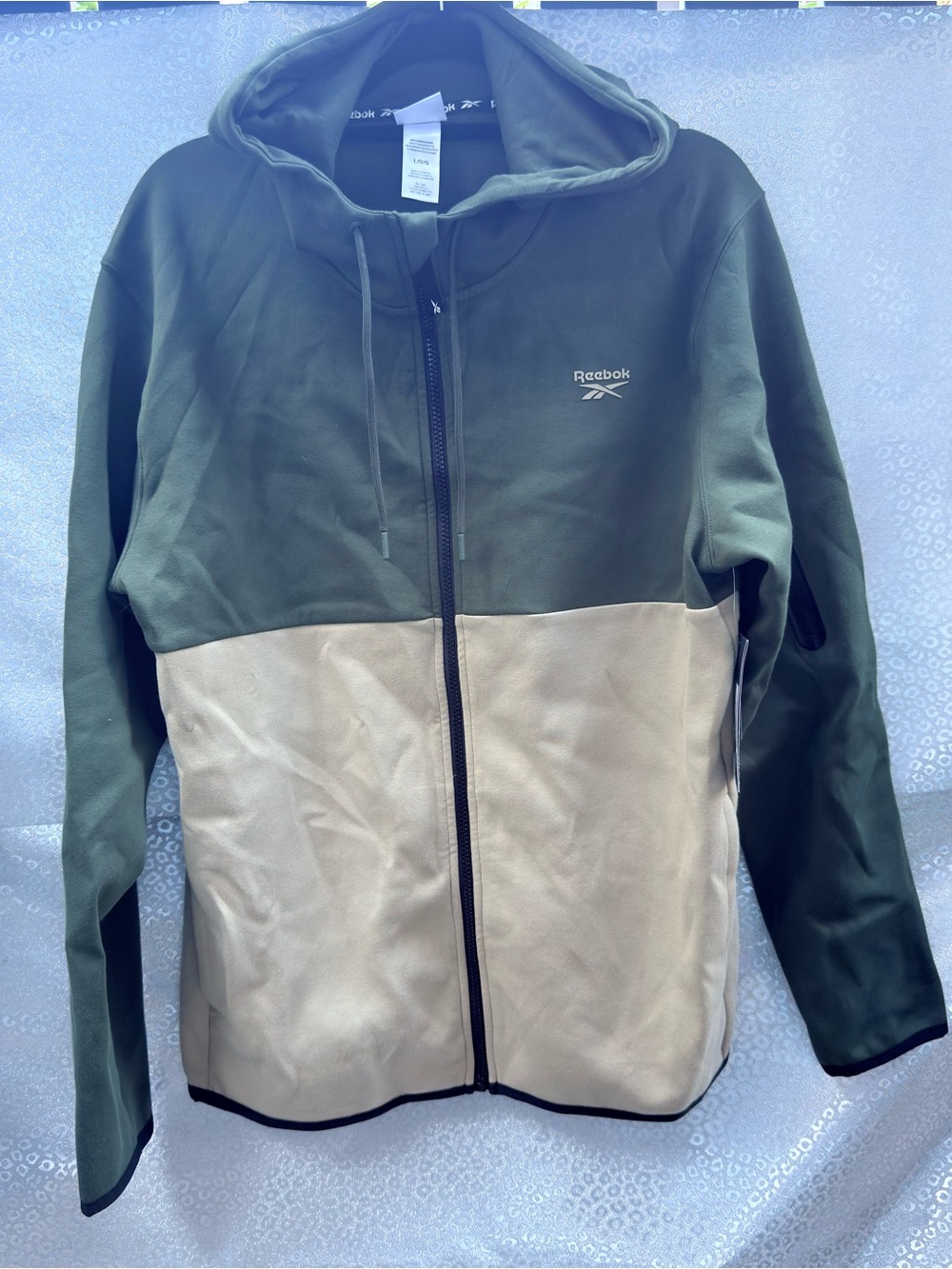 Reebok Olive Green and Beige Lightweight Hooded Jacket